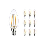 Monipakkaus 10x Noxion Lucent LED E14 Kynttilä Filament Kirkas 2.5W 250lm - 827 Erittäin Lämmin Valkoinen | Himmennettävä - Korvaa 25W