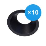 Monipakkaus 10x Noxion Upotettu Spot D-round MR16 Musta | Odetnij 70mm - GU10 Kanta