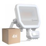 Monipakkaus 4x Ledvance LED Valonheitin Aluminium Valkoinen 17W 2400lm 100D - 840 Kylmä Valkoinen | IP65 - Liike- Ja Valotunnistin - Symmetrinen
