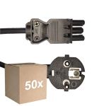 Monipakkaus 50x Noxion GST - Yhteensopiva Virtajohto Musta - Nainen + Schuko Europlug - 2m - 3 pole 0.75mm2
