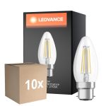 Monipakkaus 10x Ledvance Classic Performance LED Lamppu B22d Kynttilä Filament Kirkas 4W 470lm - 827 Erittäin Lämmin Valkoinen | Korvaa 40W