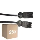 Monipakkaus 25x Noxion GST - Yhteensopiva Jatkojohto Musta - Uros + Nainen - 1,5m - 3 pole 1,5mm2