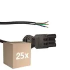 Monipakkaus 25x Noxion GST - Yhteensopiva Virtajohto Musta - Uros + Avoimet päät - 3m - 3 pole 0,75mm2
