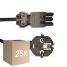 Monipakkaus 25x Noxion GST - Yhteensopiva Virtajohto Musta - Nainen + Schuko Europlug - 3m - 3 pole 0.75mm2
