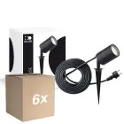 Monipakkaus 6x D'Lite Maapiikki Valo Fuse Virtajohto Musta | IP65 - Sopii 1x GU10 | incl. cable 2 Meter